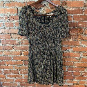 ANTHROPOLOGIE MOULINETTE SOEURS BLACK FALL COLOR SILK DRESS-WOMENS 6